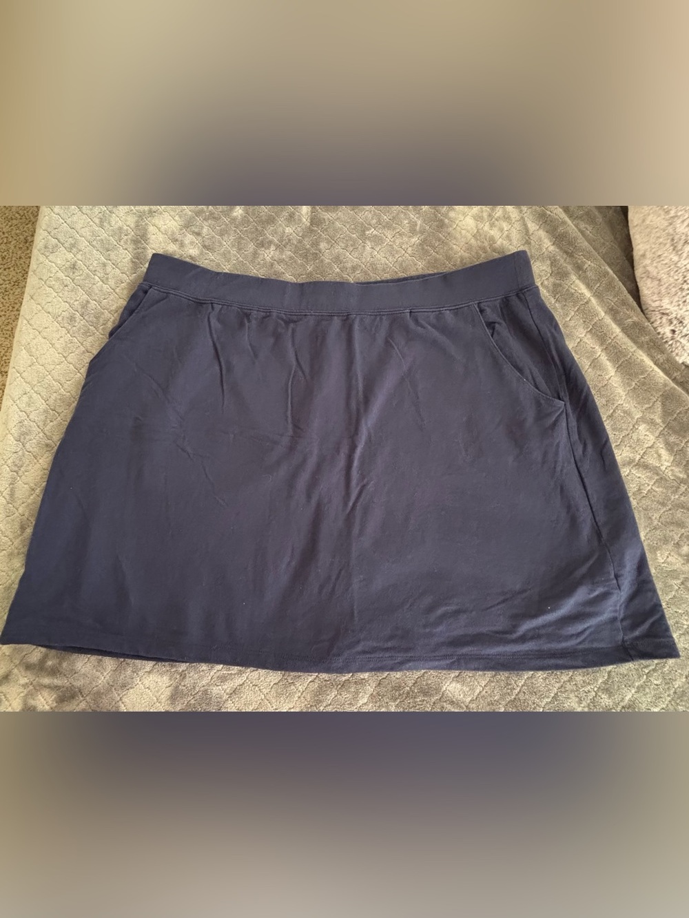Denim&Co Navy Blue Knit Skort with Side Pockets